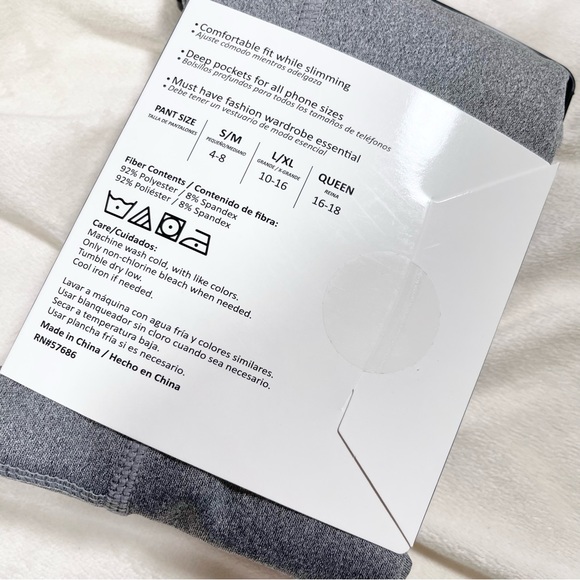 🌸 4/$20 New Gray Full length leggings small medium 4 6 8 - Picture 3 of 3